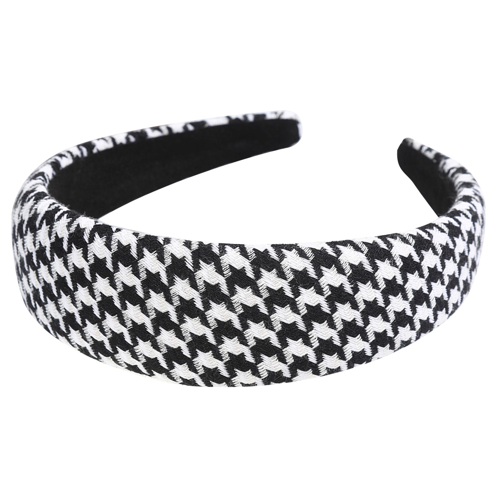 Serre-tête Large en Tissu Jacquard Pied de Poule Vittoria Grands Carreaux