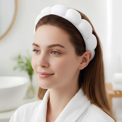 Serre-tête Spa Rembourré pour Soins Nuage Doux Blanc