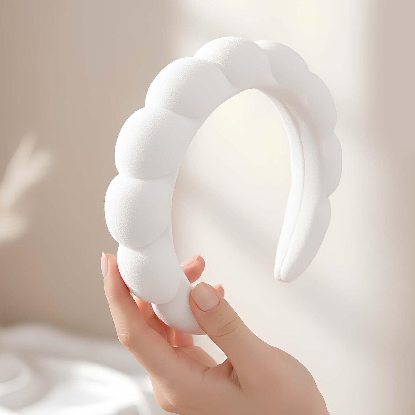 Serre-tête Spa Rembourré pour Soins Nuage Doux Blanc