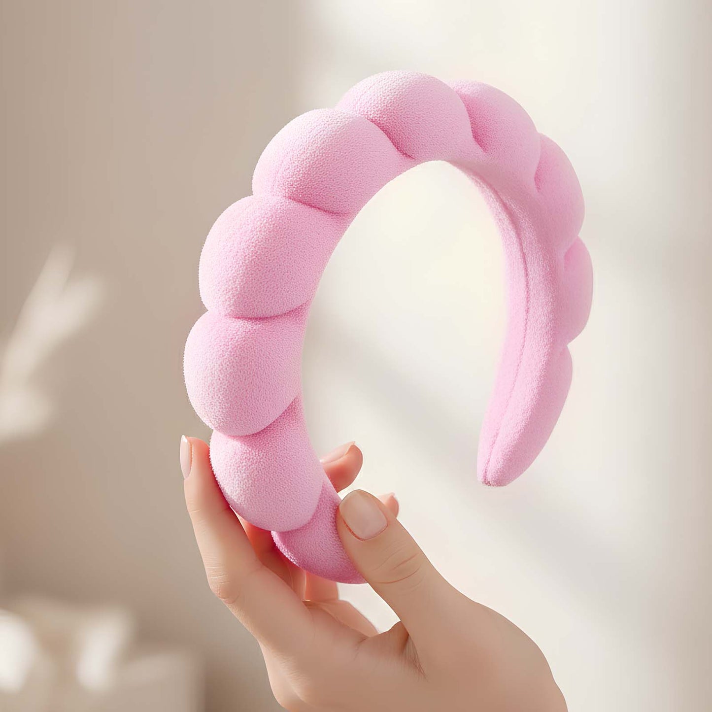 Serre-tête Spa Rembourré pour Soins Nuage Doux Rose