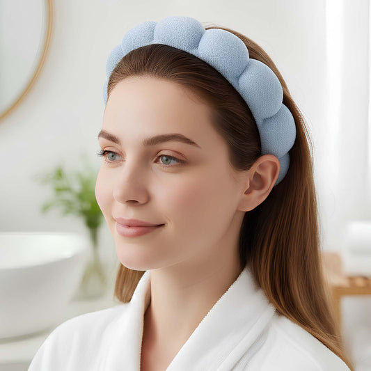 Serre-tête Spa Rembourré pour Soins Nuage Doux Bleu Clair