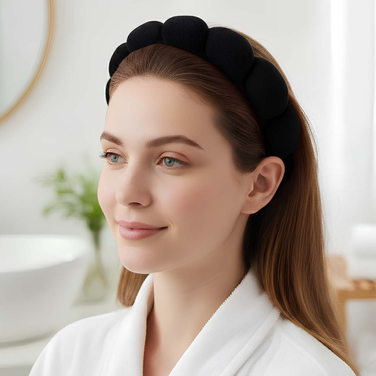 Serre-tête Spa Rembourré pour Soins Nuage Doux Noir