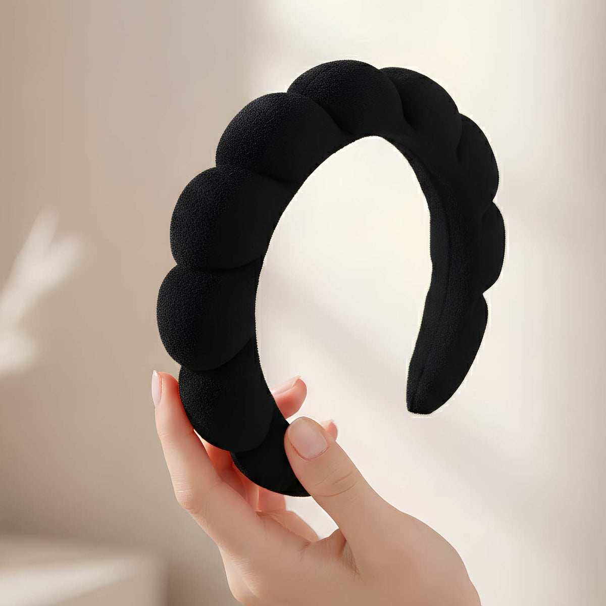 Serre-tête Spa Rembourré pour Soins Nuage Doux Noir