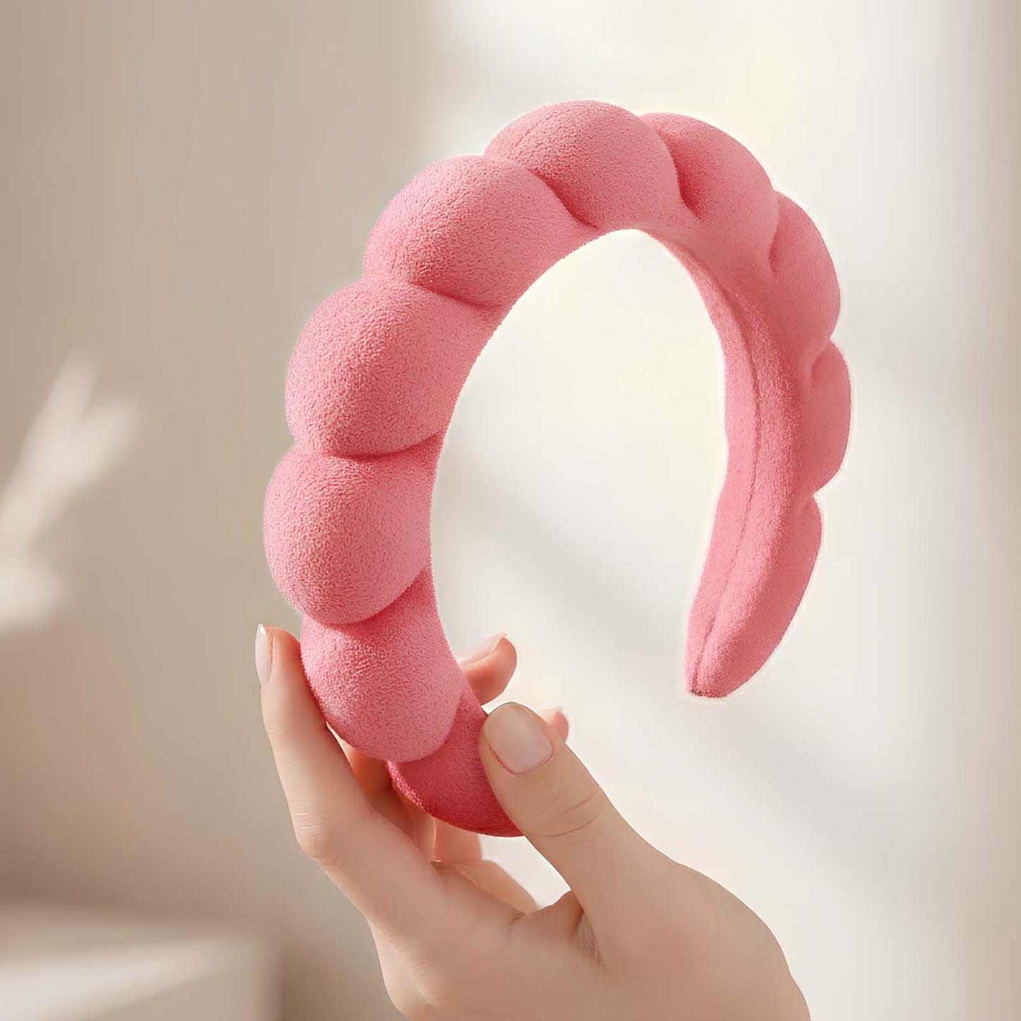 Serre-tête Spa Rembourré pour Soins Nuage Doux Rose Corail
