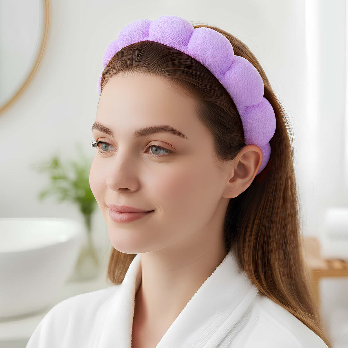 Serre-tête Spa Rembourré pour Soins Nuage Doux Mauve