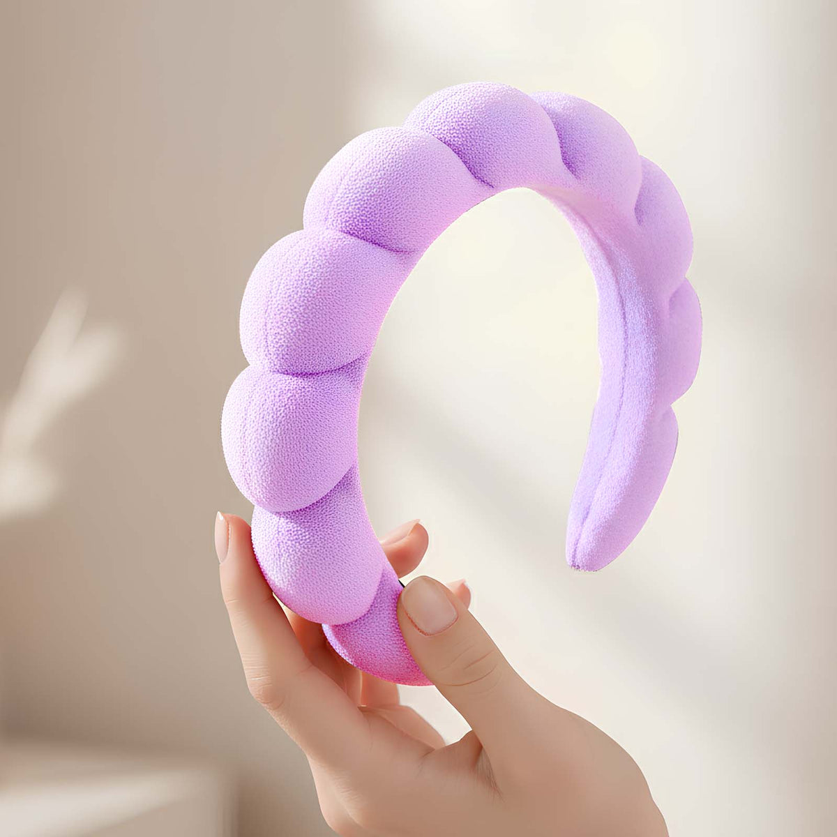 Serre-tête Spa Rembourré pour Soins Nuage Doux Mauve