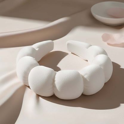 Serre-tête Spa Rembourré pour Soins Nuage Doux Effet Ombré Blanc Satiné