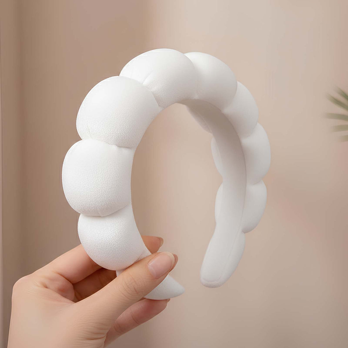 Serre-tête Spa Rembourré pour Soins Nuage Doux Effet Ombré Blanc Satiné