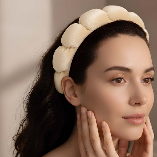 Serre-tête Spa Rembourré pour Soins Nuage Doux Champagne