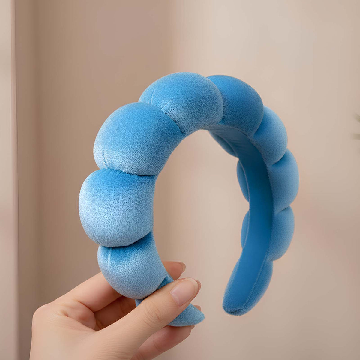 Serre-tête Spa Rembourré pour Soins Nuage Doux Effet Ombré Bleu Ciel