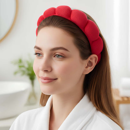 Serre-tête Spa Rembourré pour Soins Nuage Doux Rouge