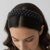 Serre-tête Large Nyssa Couronne de Perles Noir