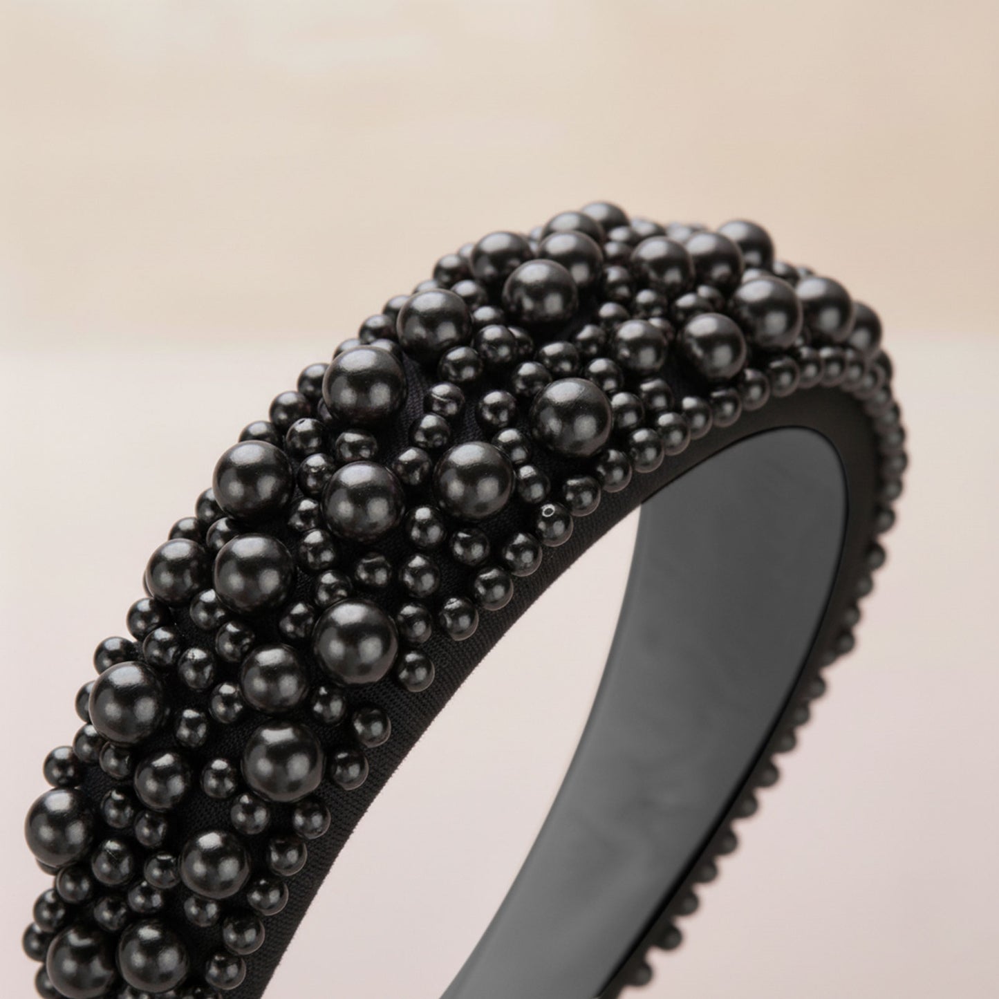 Serre-tête Large Nyssa Couronne de Perles Noir