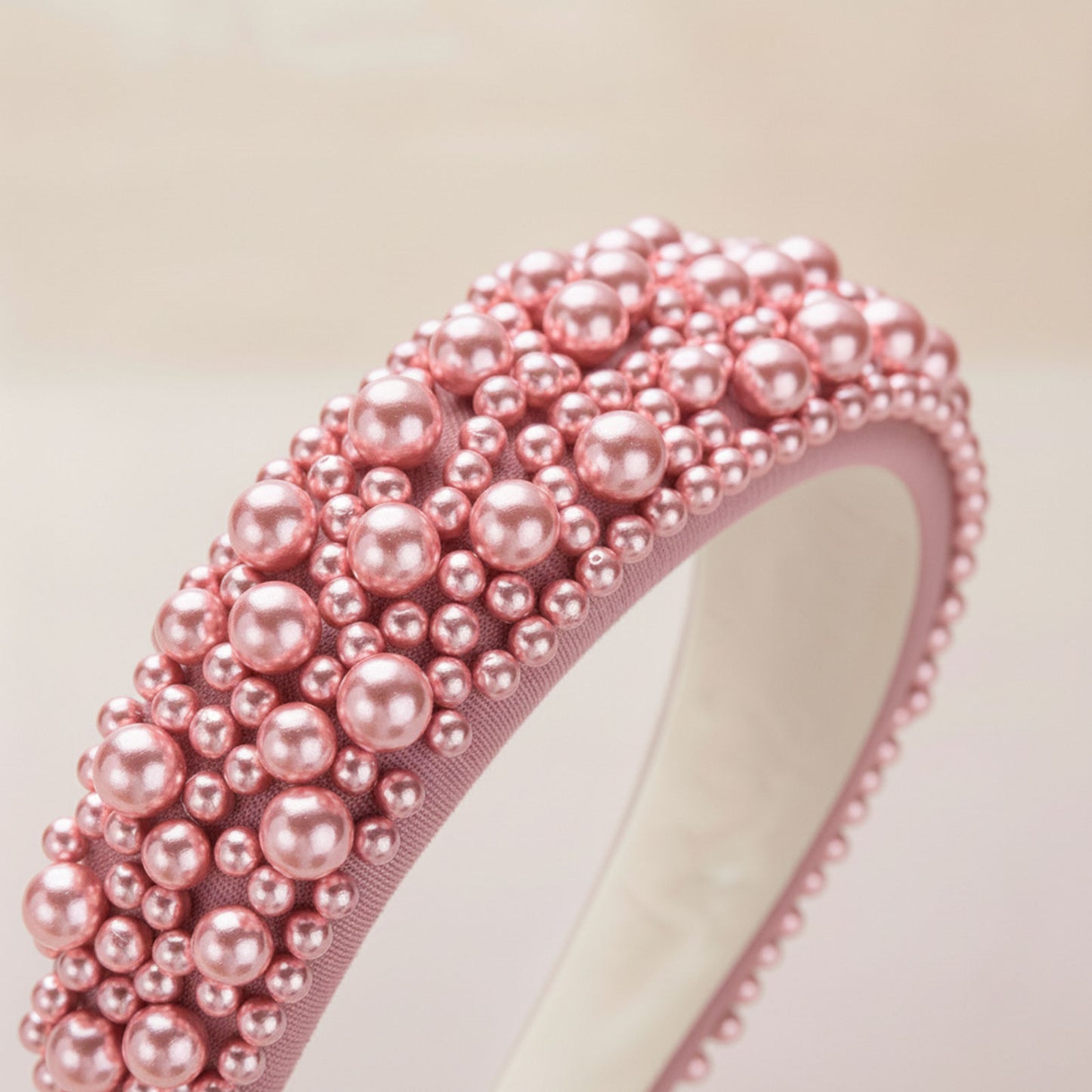 Serre-tête Large Nyssa Couronne de Perles Rose