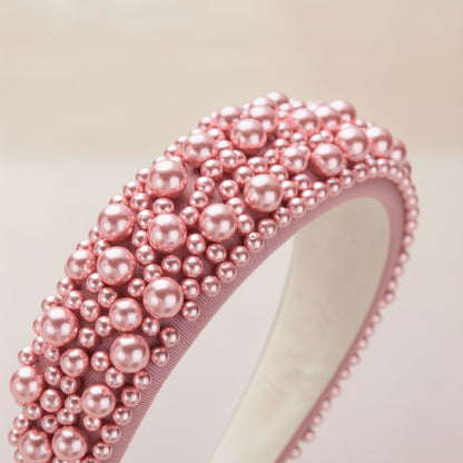 Serre-tête Large Nyssa Couronne de Perles Rose