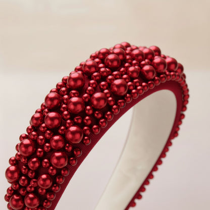 Serre-tête Large Nyssa Couronne de Perles Rouge