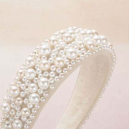 Serre-tête Large Nyssa Couronne de Perles Blanc