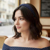 Serre-tête Large à Pois Alexandra en Tissu Doux Bleu