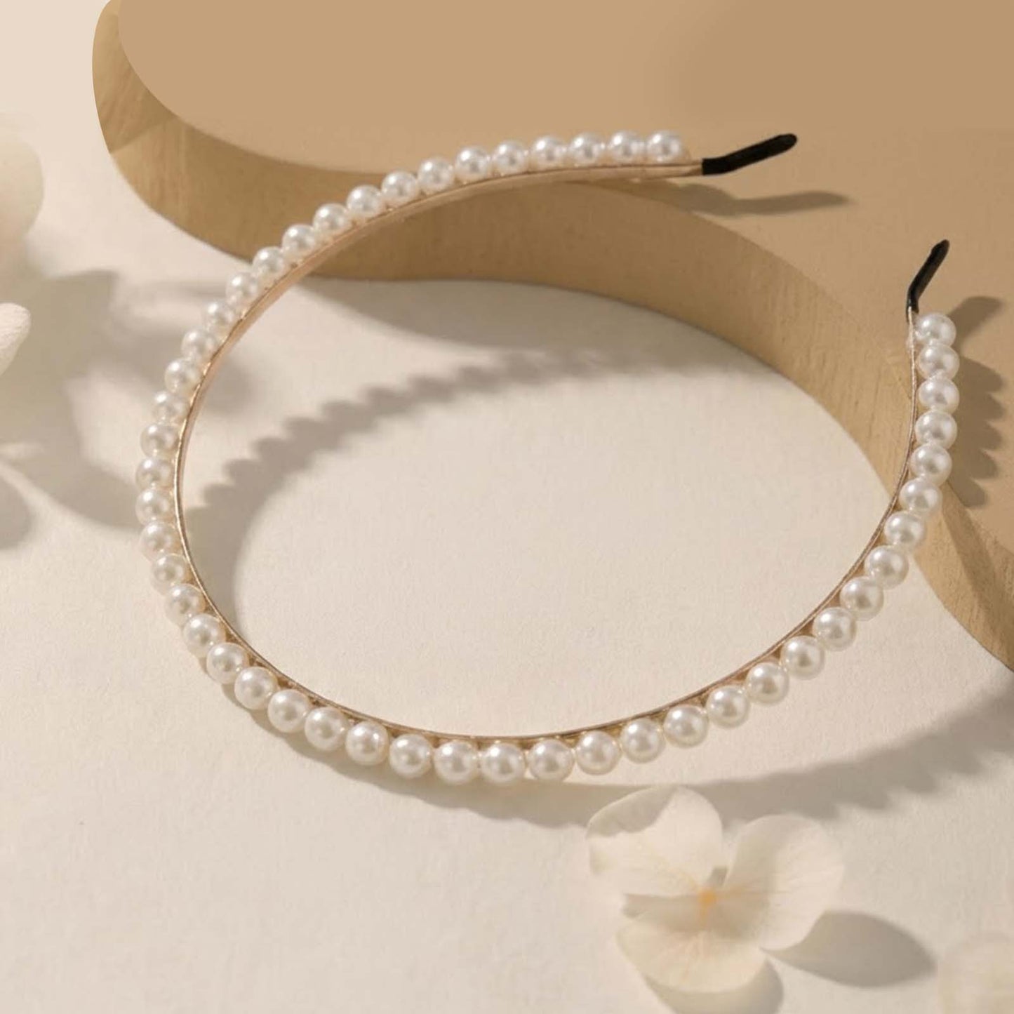 Serre-tête Fin Halo Doré à Perles Nacrées