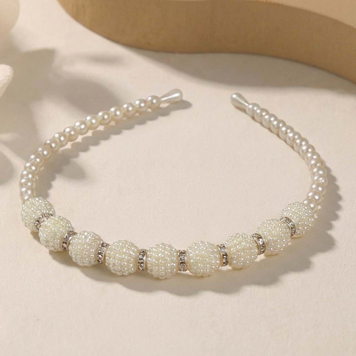 Serre-tête Fin Couronne Précieuse en Perles Texturées
