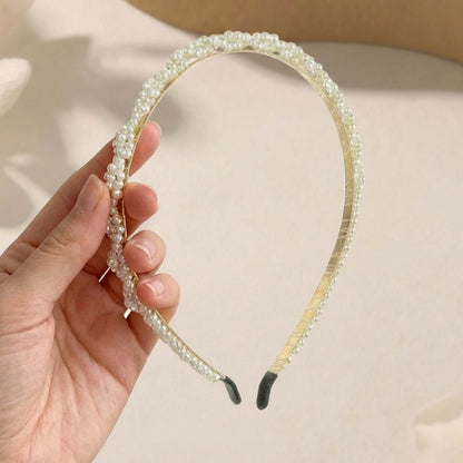 Serre-tête Fin Halo Nacré Argenté à Perles en Relief