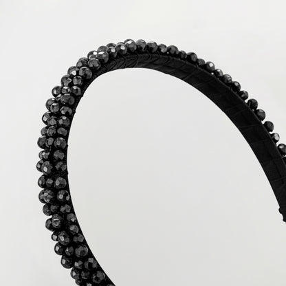 Serre-tête Bijou Onyx Perles Obsidiennes
