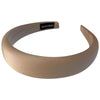 Serre-tête Large Laurel en Satin Coussiné Beige