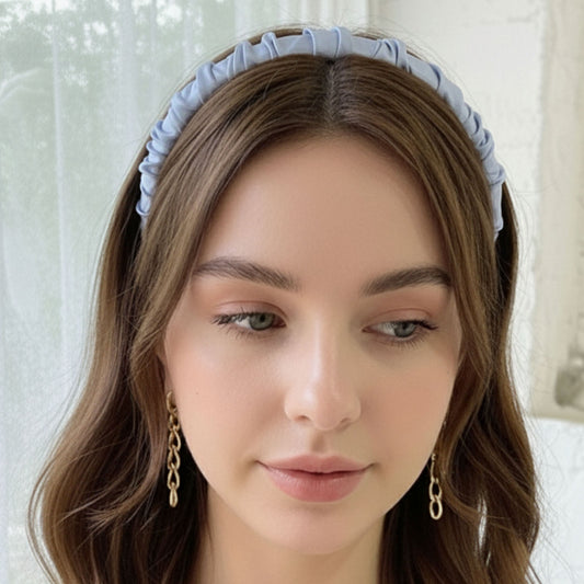 Serre-tête Large Silky Scrunch Maxine Bleu