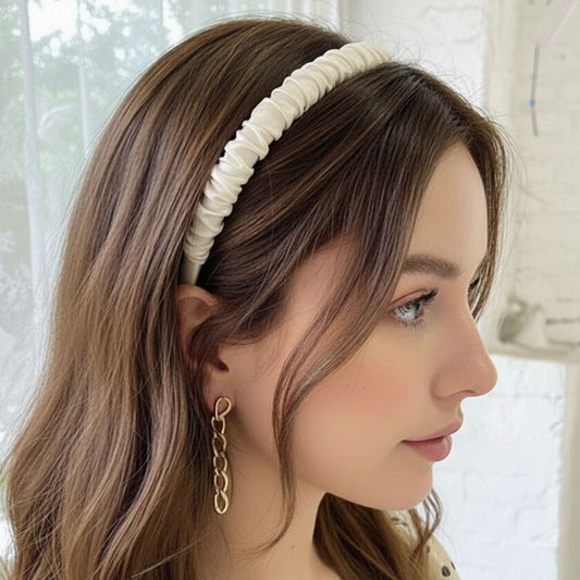 Serre-tête Large Silky Scrunch Maxine Blanc