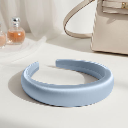 Serre-tête Maureen en Satin Coussiné Bleu