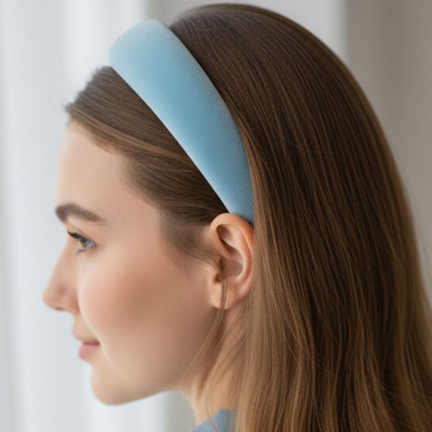 Serre-tête Large Graciella en Suédine Veloutée Bleu