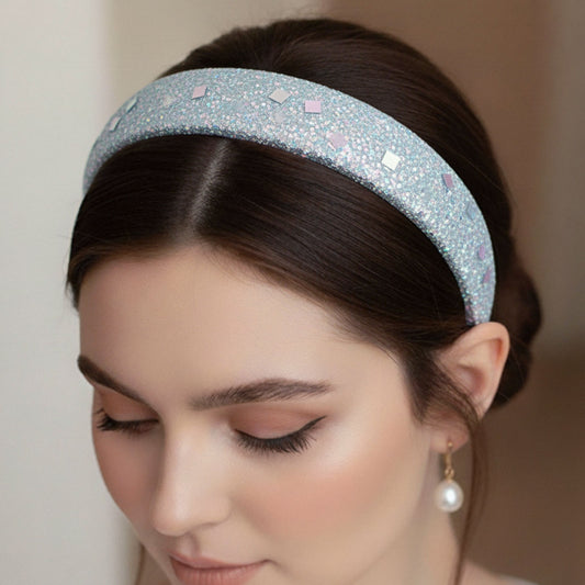 Serre-tête Large Peggy Glitter Cloud Argenté