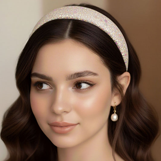 Serre-tête Large Morganna Glitter Cloud Champagne