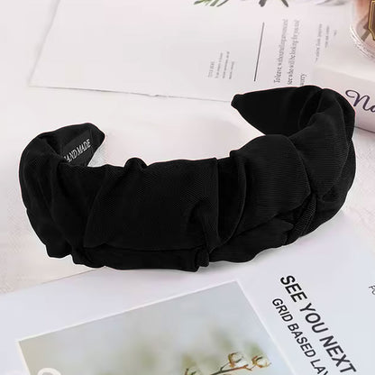Serre-Tête Tressé pour Cheveux en Tissu Doux Uni Vintage Noir
