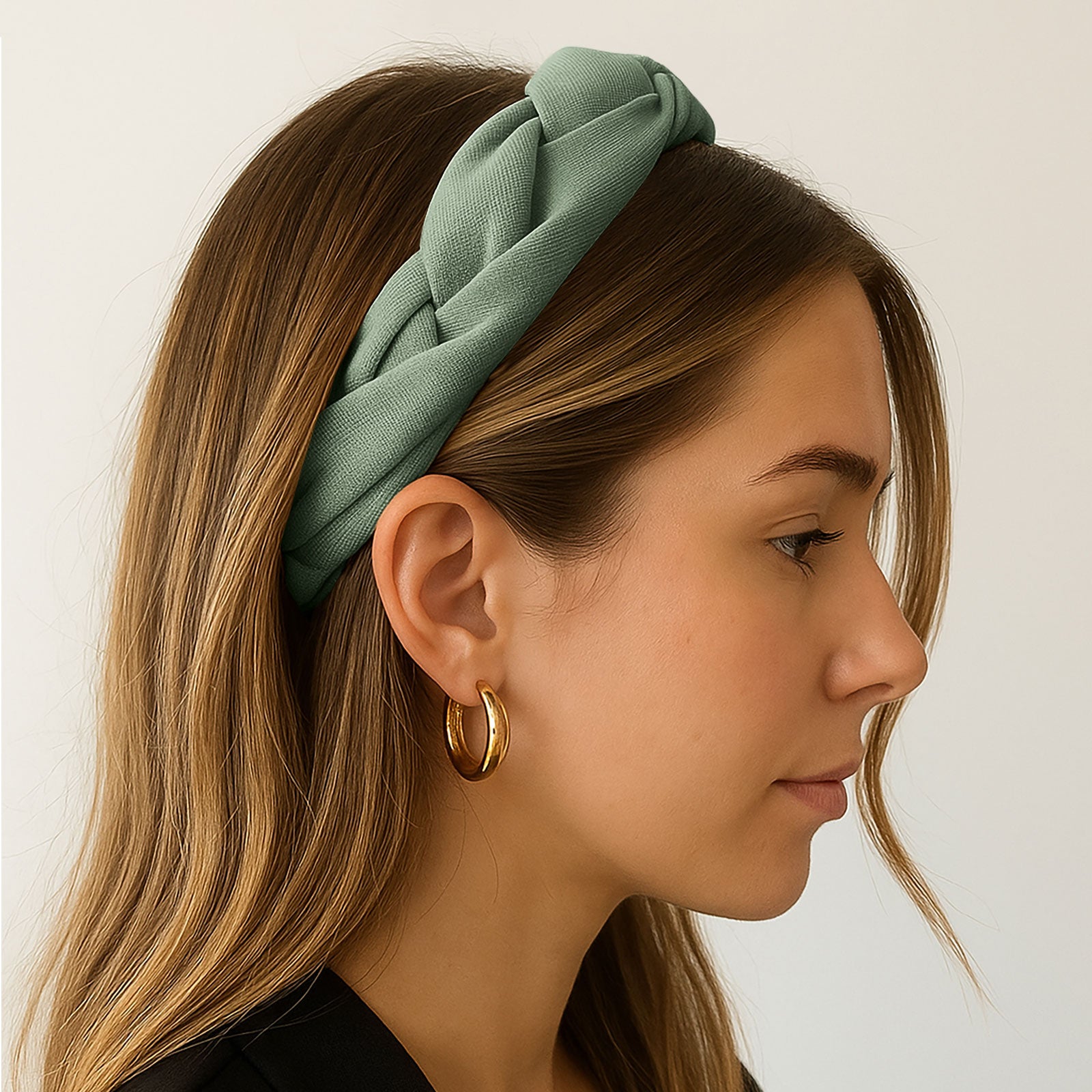 Serre-tête Tressé en Tissu Doux Majesty Bleu