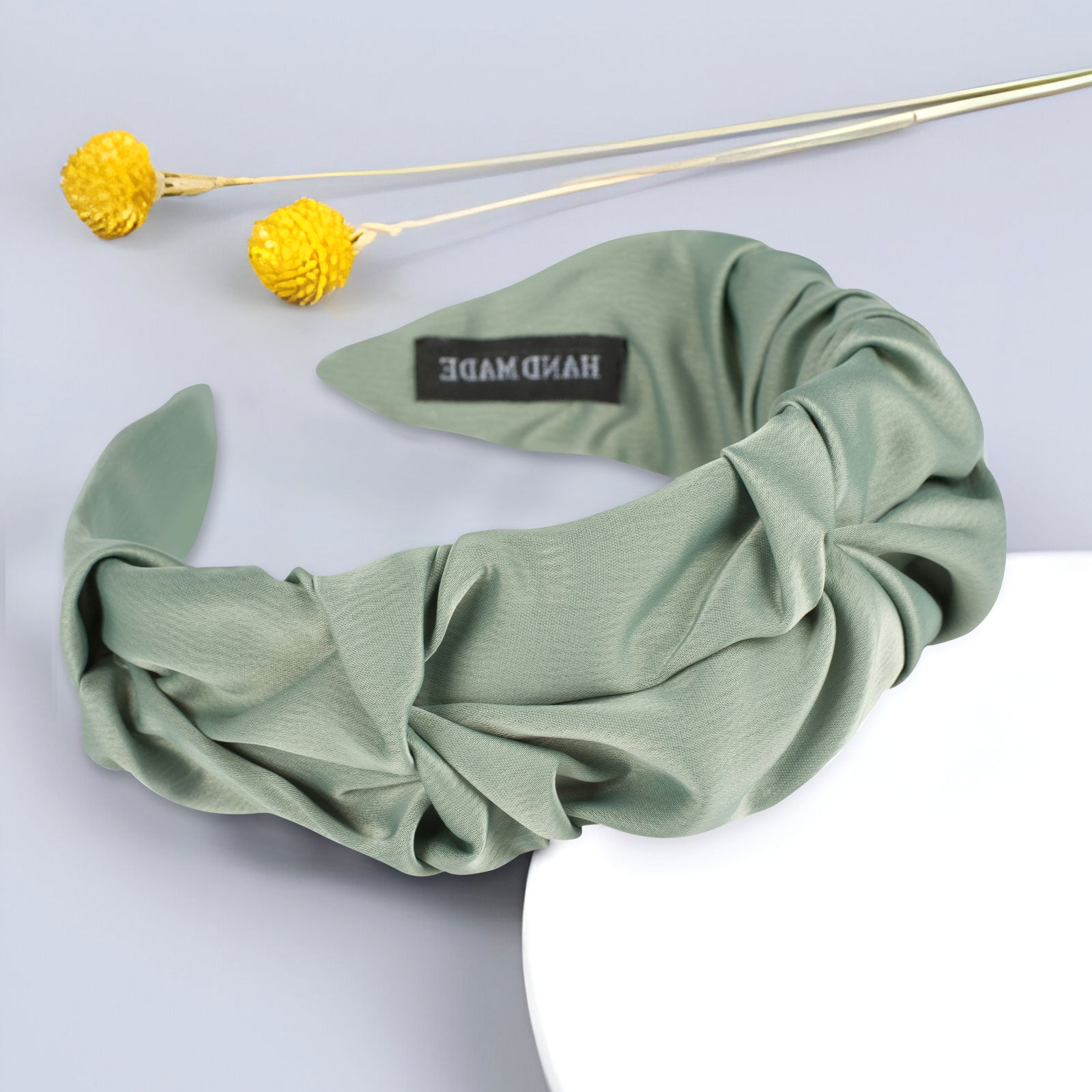 Serre-Tête Tressé pour Cheveux en Tissu Doux Uni Vintage Bleu