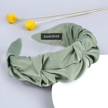 Serre-Tête Tressé pour Cheveux en Tissu Doux Uni Vintage Bleu