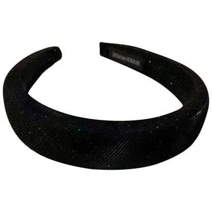 Serre-tête Large en Tissu Brillant Aurelia Noir