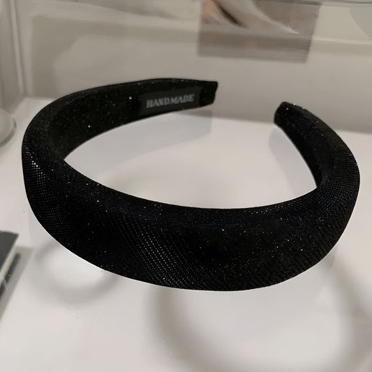 Serre-tête Large en Tissu Brillant Aurelia Noir