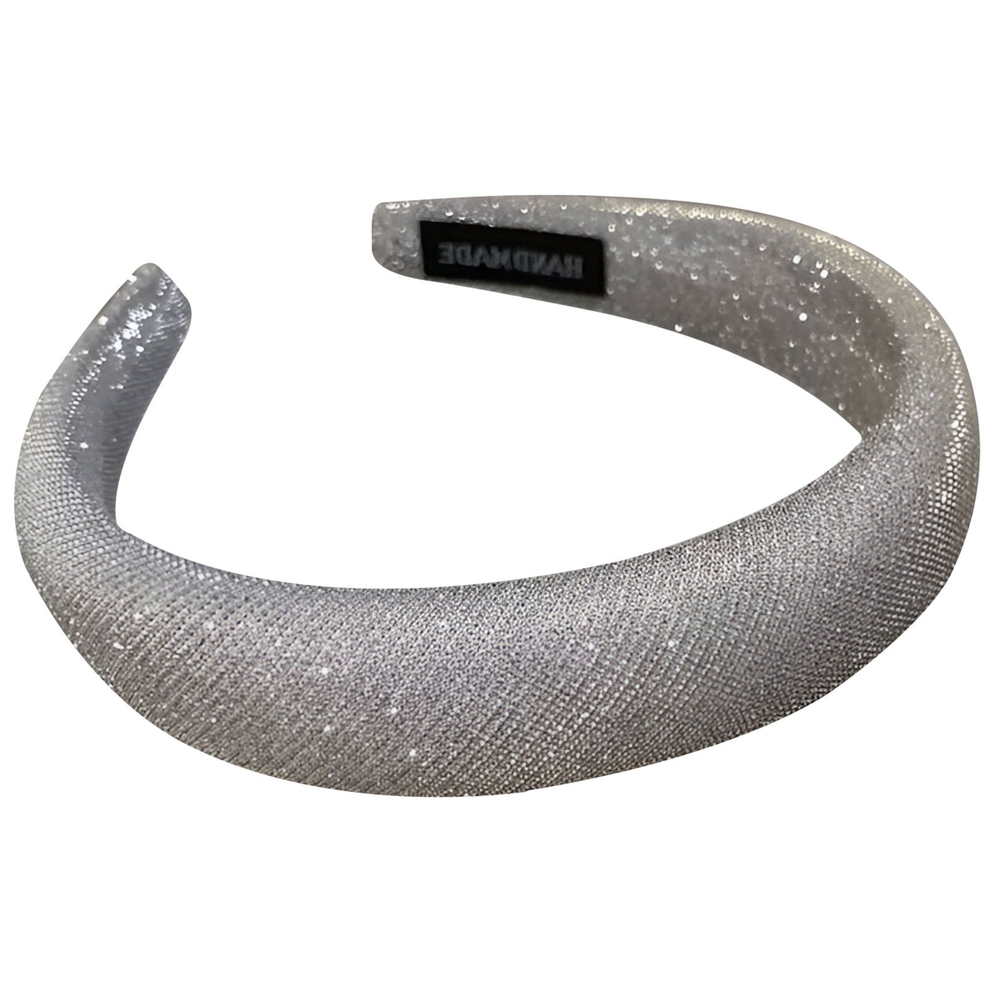 Serre-tête Large en Tissu Brillant Aurelia Gris