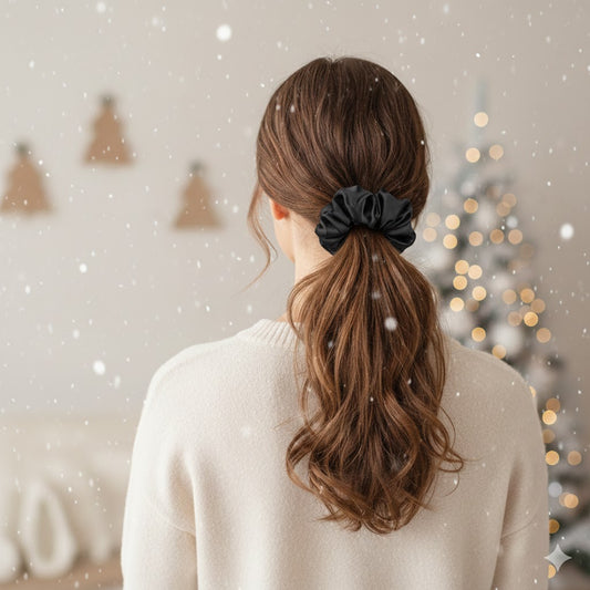 Chouchou en Soie Élégance Anthracite