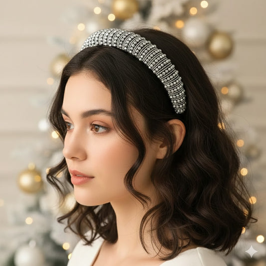 Serre-tête Large Angie Cristal Platine