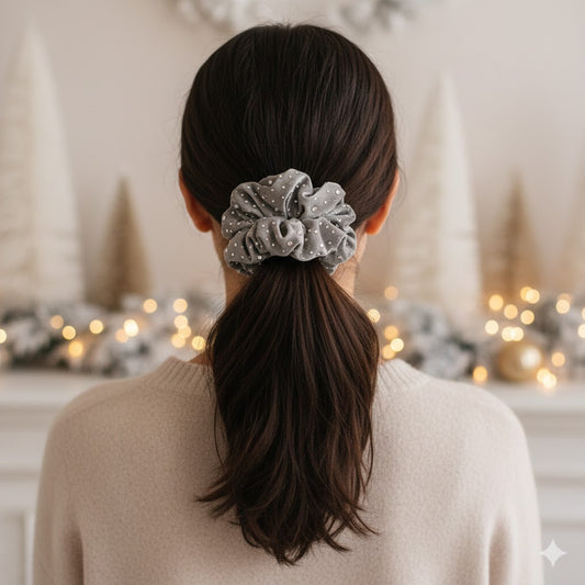 Chouchou en Satin avec Cristal Valérie Gris