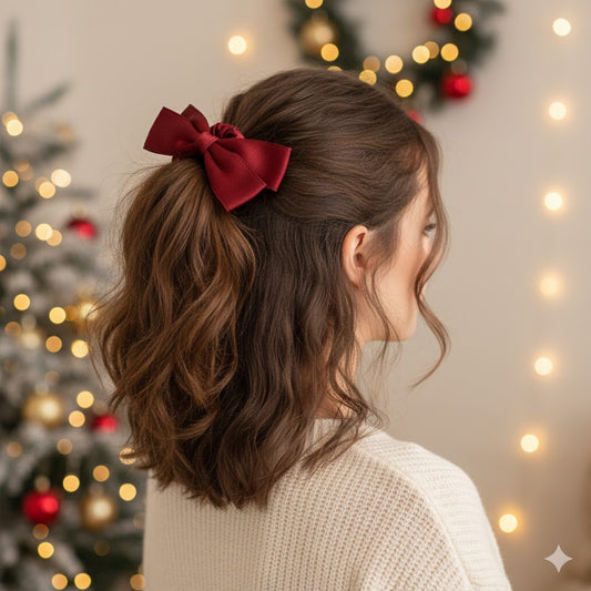 Chouchou en Satin à Nœud Papillon Nika Rouge