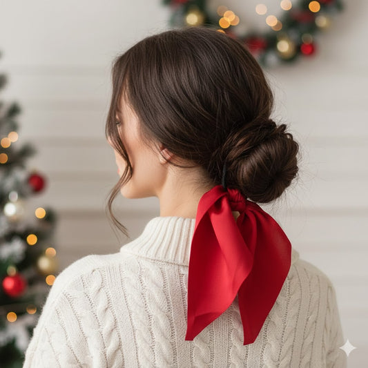 Élastique Foulard Michelle à Ruban en Satin Rouge