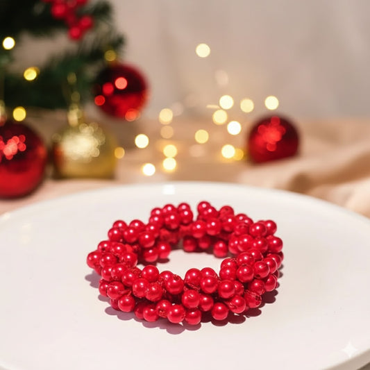 Élastique Élégant avec Perles Ambre Rouge