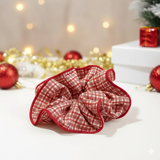 Chouchou Vintage Andrea à Carreaux Rouge