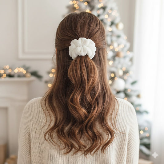 Chouchou Pelucheux en Minky Fluffy Blanc