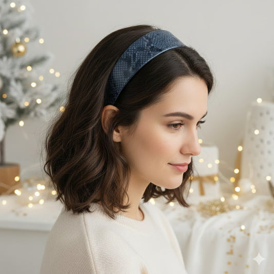 Serre-tête Large en Similicuir Céline Imprimé Python