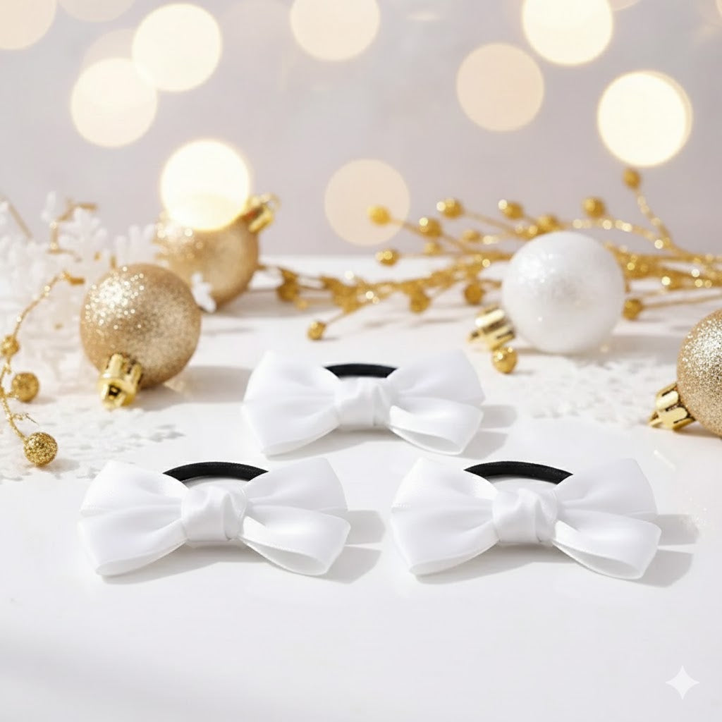 Lot de 3 Élastiques avec Nœud en Satin Alfie Blanc